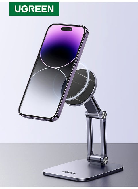MagSafe Phone Stand For Desk Adjustable iPhone stand Aluminum Mobile Stand 360° Rotatable Magnetic Phone Holder Stand Directly Use With iPhone 16/15/14/13 Series Fit For All 4-7.9-Inch Phones Black