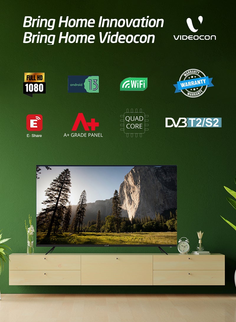 فيديوكون تلفزيون ذكي مقاس 40 بوصة بدون حواف يعمل بنظام Android 13 بدقة Full HD وNetflix وYoutube وAmazon Prime وما إلى ذلك  - Image 2