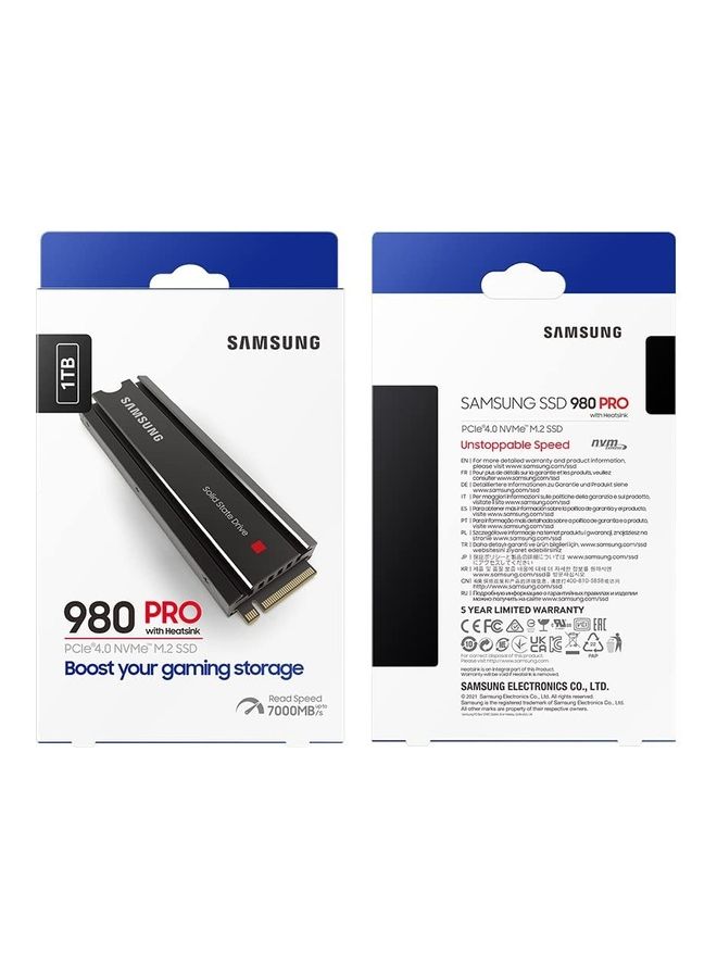 سامسونج 980 PRO SSD مع مبدد حرارة 2 تيرابايت PCIe Gen 4 NVMe M.2 محرك الأقراص الصلبة الداخلي ذو الحالة الصلبة، التحكم في الحرارة، السرعة القصوى، متوافق مع PS5، MZ-V8P1T0CW - Image 3