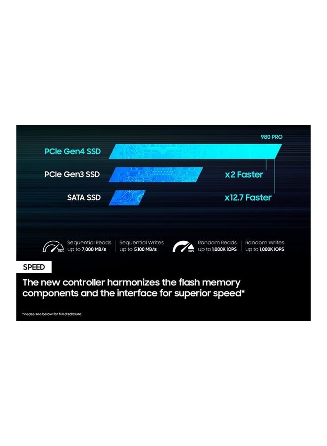 سامسونج 980 PRO SSD مع مبدد حرارة 2 تيرابايت PCIe Gen 4 NVMe M.2 محرك الأقراص الصلبة الداخلي ذو الحالة الصلبة، التحكم في الحرارة، السرعة القصوى، متوافق مع PS5، MZ-V8P1T0CW - Image 4
