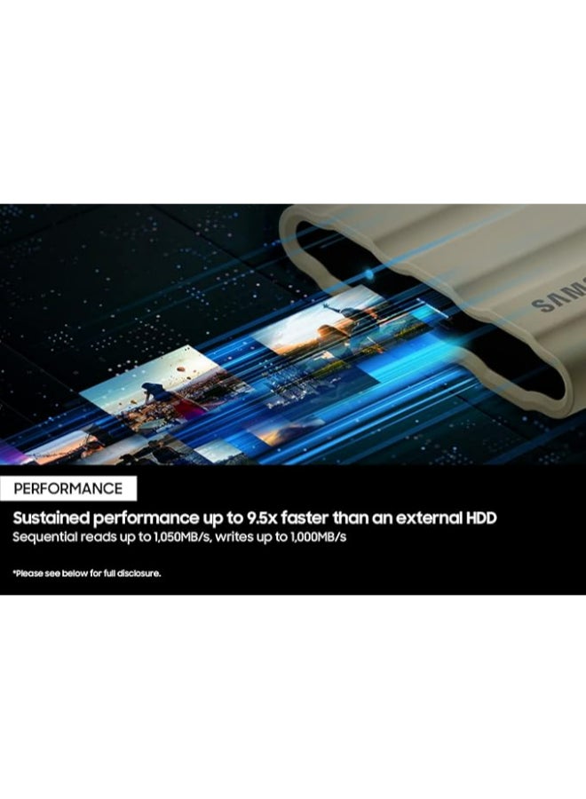 Samsung - T7 Shield 2TB Portable External SSD, USB 3.2 Gen2 Interface (10 Gbps), Read/Write Speeds Up to 1050/1000 MB/s, AES 256-bit Encryption, Rugged, IP65 Dust & Water Resistant, Black | MU-PE2T0S/WW 2 TB - Image 1