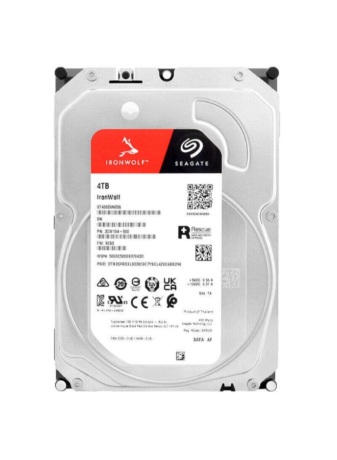 Seagate 4TB Ironwolf NAS Internal Hard Drive, SATA 6Gb/s 3.5'', 256MB Cache, 600 MBps Data Transfer Rate, ‎5900 RPM, Serial ATA-600 Interface, 256 Megabyte Buffer Size | ST4000VN006 4 TB - Image 1