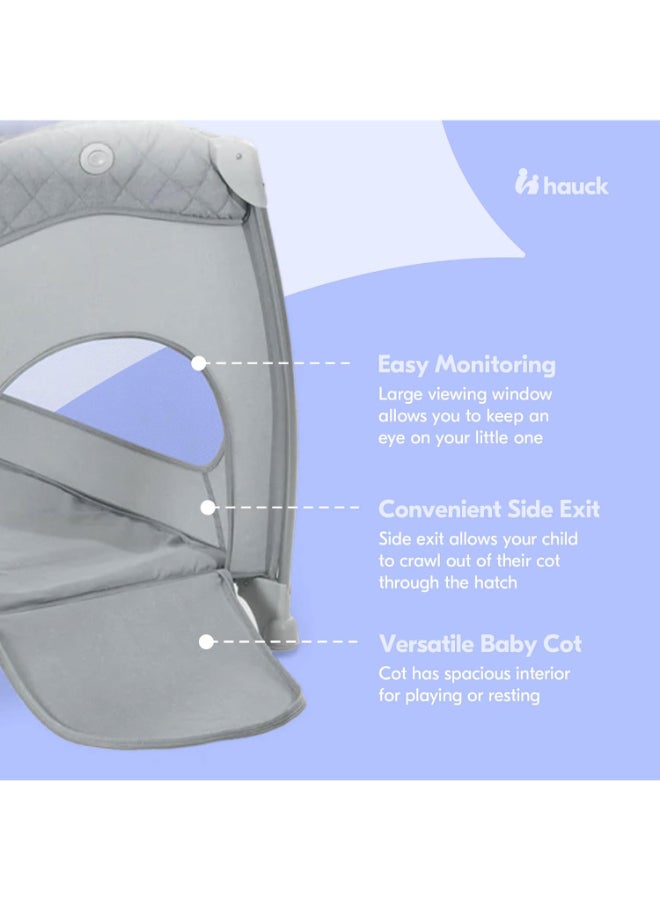 hauck - Travel Cots Play N Relax Center Foldable, Wheeled, Newborn Attachment, Changing Top, Side Pocket, Easy To Fold, Tilt - Resistant Design , Modern Style, For Babies Up To 15 Kg - Grey - Image 1