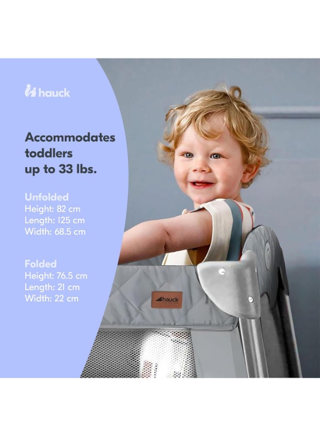 hauck - Travel Cots Play N Relax Center Foldable, Wheeled, Newborn Attachment, Changing Top, Side Pocket, Easy To Fold, Tilt - Resistant Design , Modern Style, For Babies Up To 15 Kg - Grey - Image 1