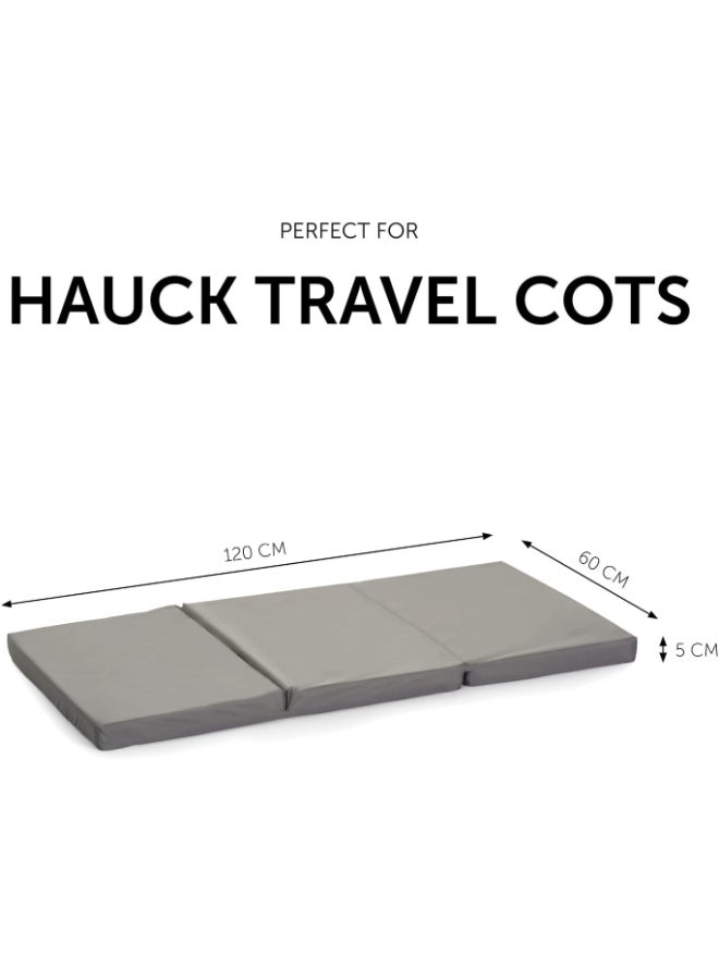 hauck - Travel Cot Accessories Sleeper 6 Cm Thick Foldable Mattress, Breathable Foam, Tight Top, Certified Fabrics, Easy To Carry With Carry Bag, For Toddlers And Babies - Grey - Image 1