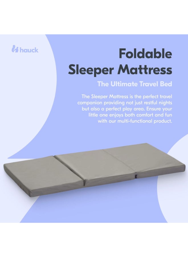 hauck - Travel Cot Accessories Sleeper 6 Cm Thick Foldable Mattress, Breathable Foam, Tight Top, Certified Fabrics, Easy To Carry With Carry Bag, For Toddlers And Babies - Grey - Image 1