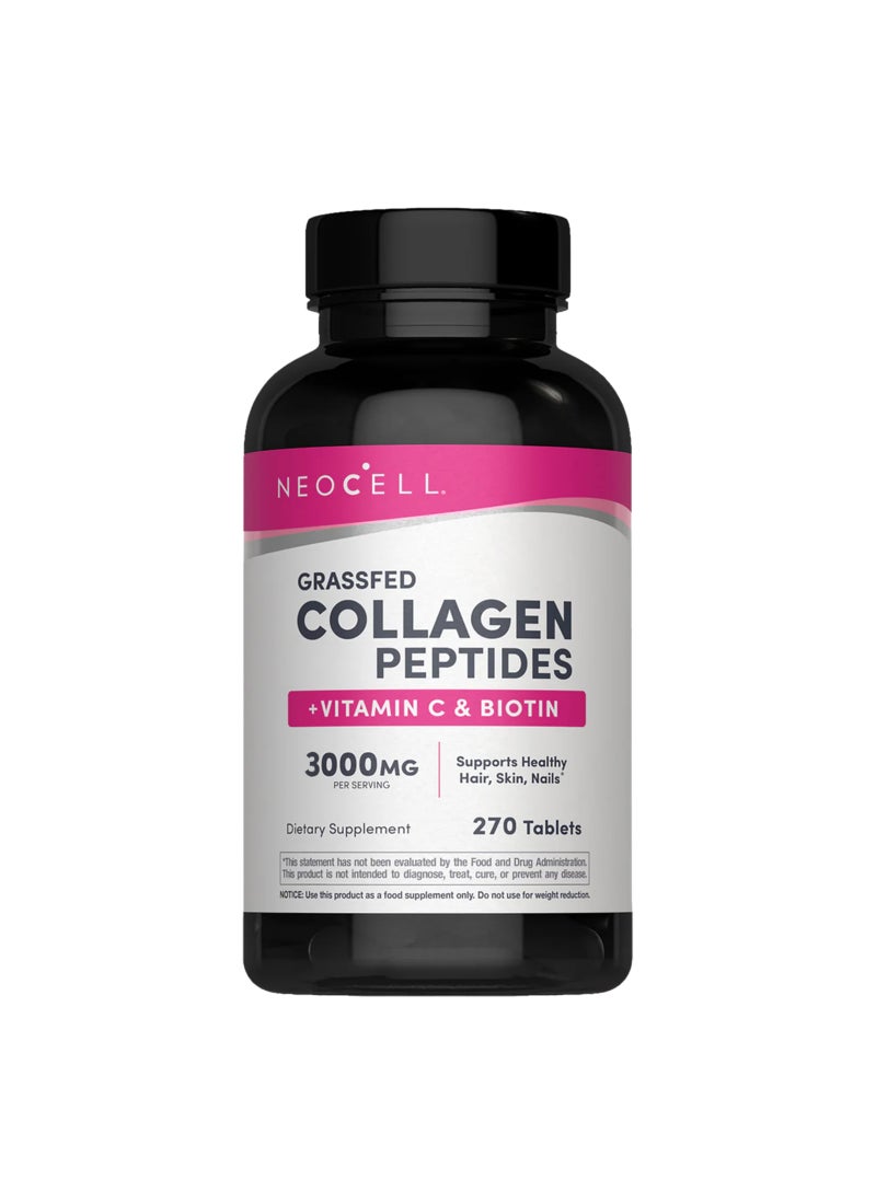 NEOCELL Grassfed Collagen Peptides +Vitamin C And Biotin 270 Tablets 3000MG - Image 1