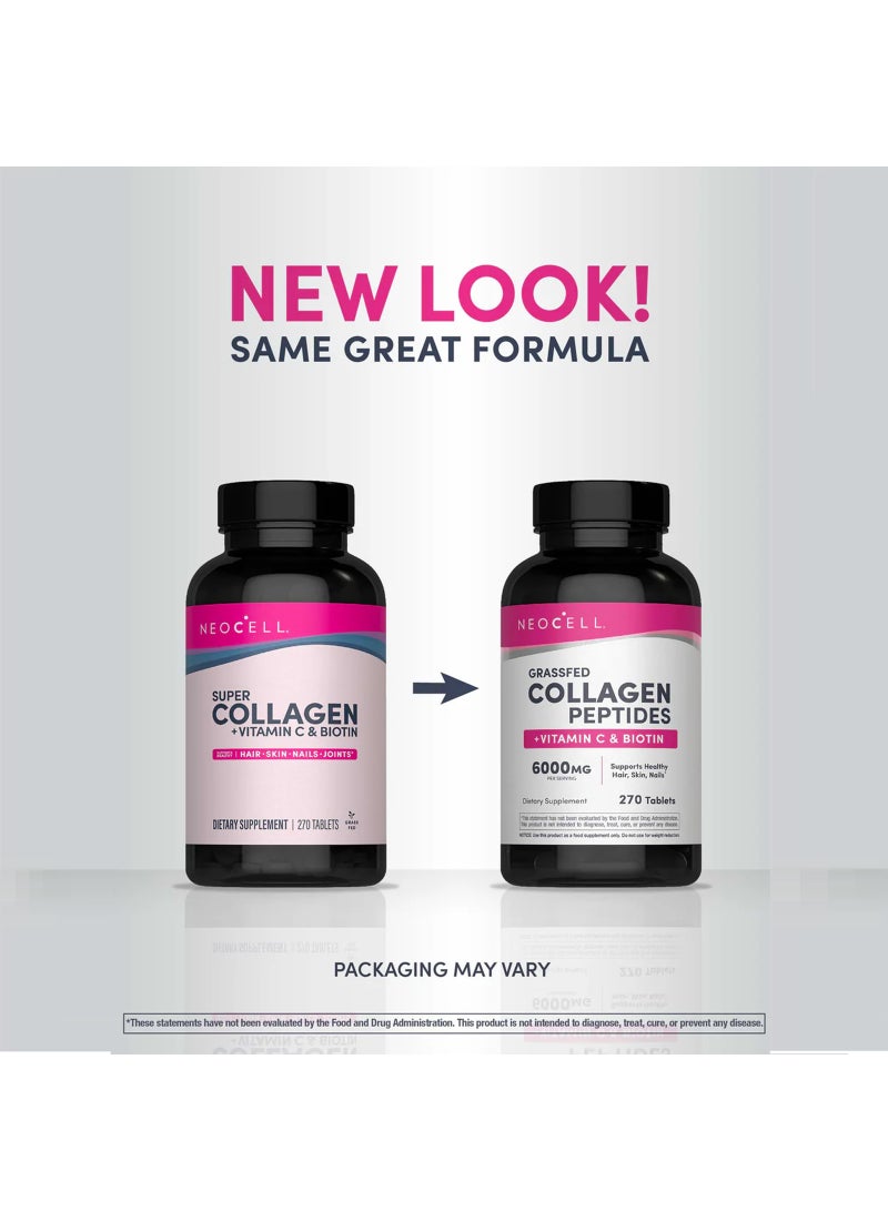 NEOCELL Grassfed Collagen Peptides +Vitamin C And Biotin 270 Tablets 3000MG - Image 4