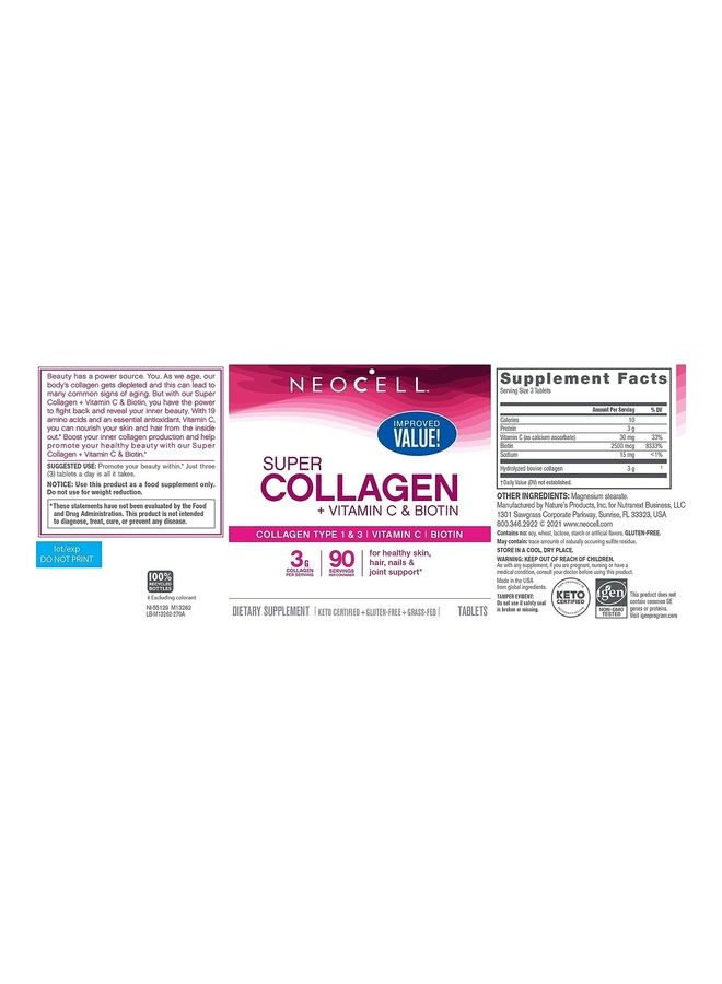 NEOCELL - Super Collagen, + Vitamin C & Biotin, 270 Tablets - Image 1