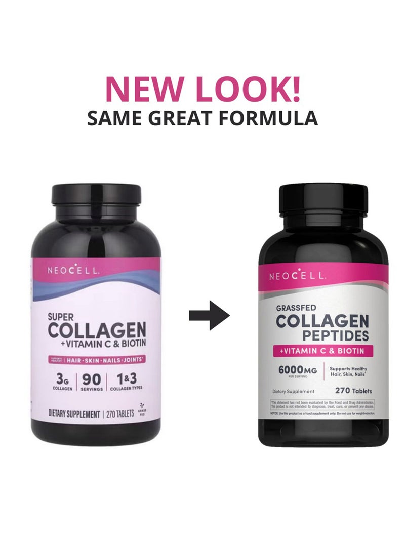 NEOCELL Super Collagen, + Vitamin C & Biotin, 270 Tablets - Image 1