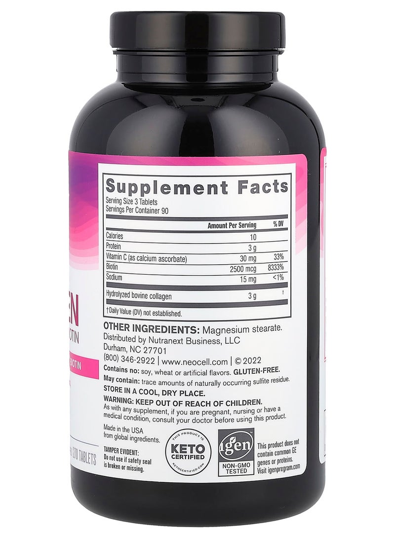 NEOCELL Super Collagen, + Vitamin C & Biotin, 270 Tablets - Image 3
