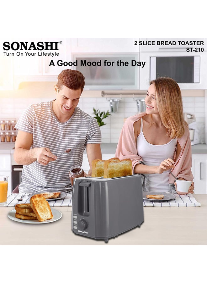 SONASHI - 2 Slice Bread Toaster - Adjustable 7 Browning Control with Slide Out Crumb Tray | Defrost, Reheat and Cancel Options | Cool Touch Body for Fast Toasting 750 W ST-210 Grey - Image 1