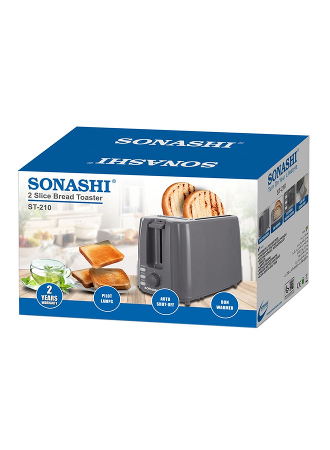 SONASHI - 2 Slice Bread Toaster - Adjustable 7 Browning Control with Slide Out Crumb Tray | Defrost, Reheat and Cancel Options | Cool Touch Body for Fast Toasting 750 W ST-210 Grey - Image 1