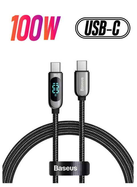 USB C Cable 1M, Nylon Braided 100W Power Delivery PD Fast Charge Cable USB C to USB C for iPhone 15 Pro/15 Pro Max/15/15 Plus, iPad mini 6, MacBook Pro/Air, iPad Pro, Samsung S23+, Huawei Mate X3, Black Black