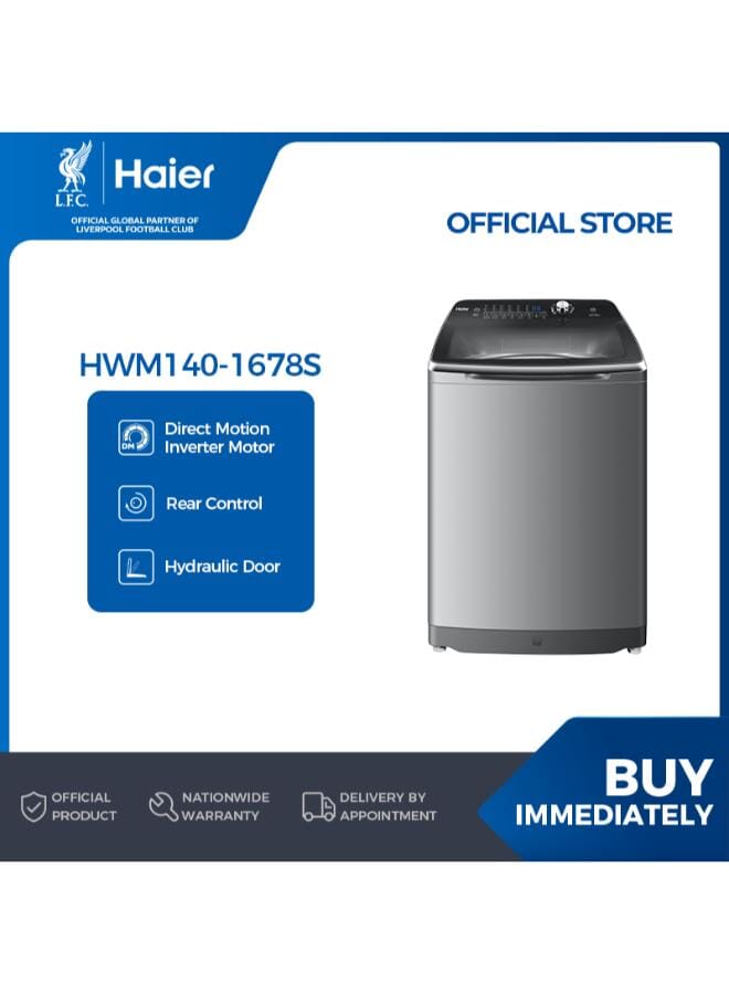 Haier Washing Machine  14 KG Fully Automatic Top Loading Washing Machine, Hydraulic Door - 14 kg HWM140-1678S silver - Image 1