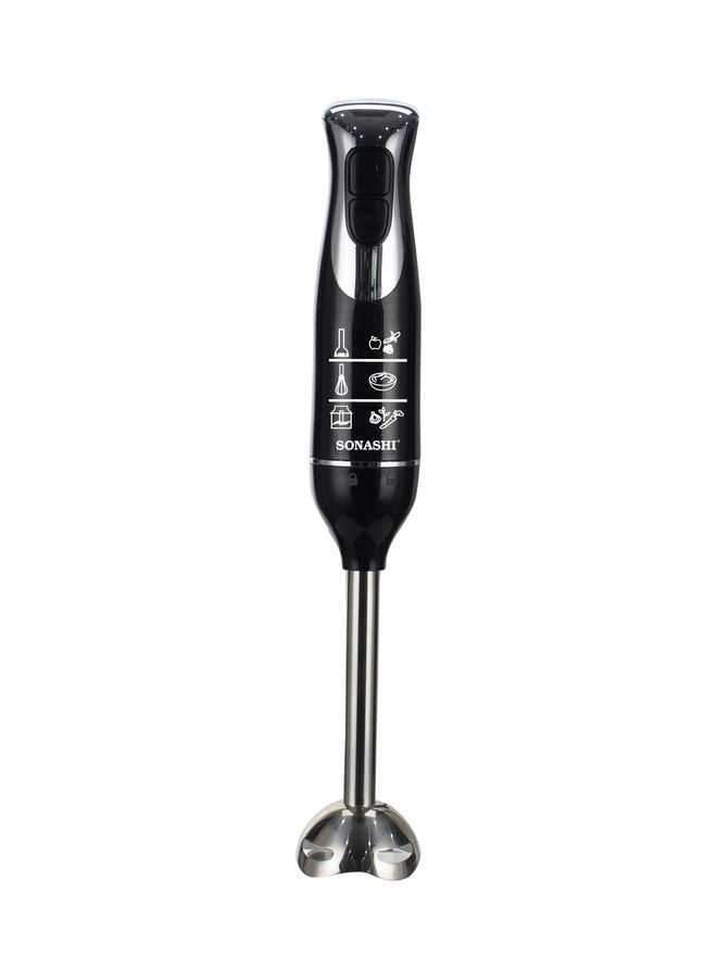 SONASHI - 4-in-1 Hand Blender Chopper Whisker Mixer | Durable Stainless Steel Blade & Removable Stick | Comes with 700ml Plastic Jar, 500ml Chopper and Blending Wand | Power Watt 600 SHB-187JCW Black - Image 1