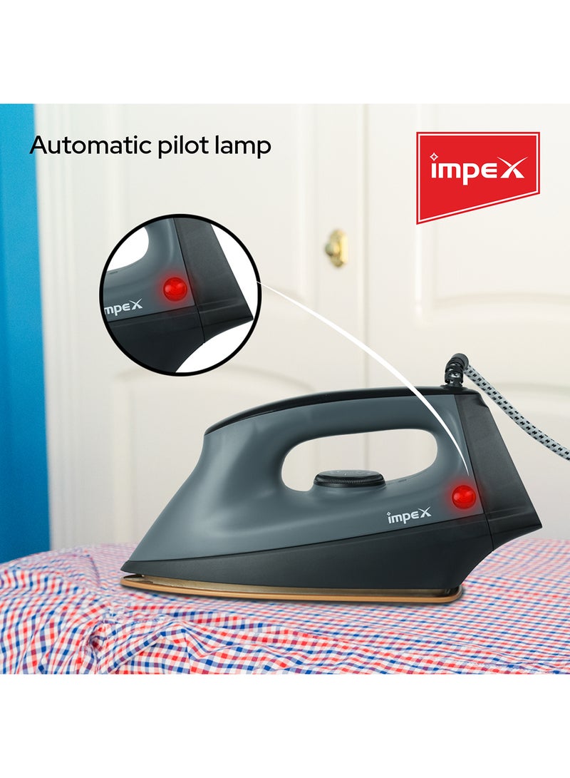 Impex Iron Box Heavy Duty Dry - Non Stick Ceramic Sole Plate, Heavyweight 2kg Iron, 5 Adjustable Temperature Settings, 360° Swivel Cord, Long Life Thermostat, Overheat Protection 1200 W IB 191 Black/Grey  - Image 5