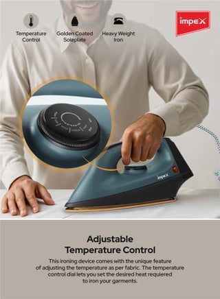 Iron Box Heavy Duty Dry - Non Stick Ceramic Sole Plate, Heavyweight 2kg Iron, 5 Adjustable Temperature Settings, 360° Swivel Cord, Long Life Thermostat, Overheat Protection 1200 W IB 191 Black/Grey - view 4