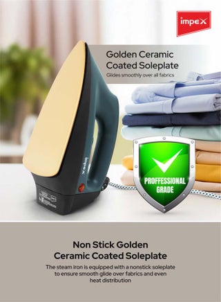 Iron Box Heavy Duty Dry - Non Stick Ceramic Sole Plate, Heavyweight 2kg Iron, 5 Adjustable Temperature Settings, 360° Swivel Cord, Long Life Thermostat, Overheat Protection 1200 W IB 191 Black/Grey - view 5