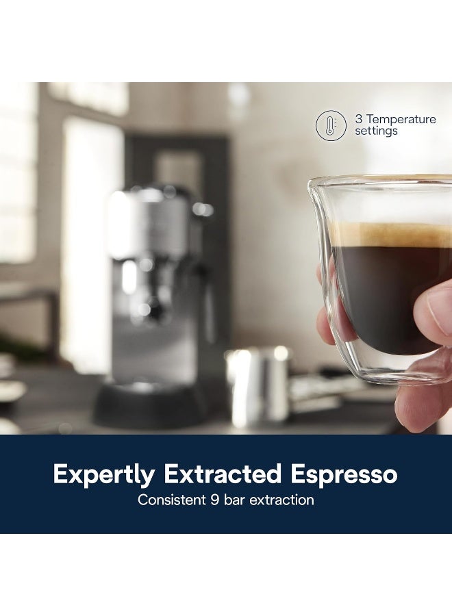 De'Longhi Dedica Arte Espresso Machine, MyLatteArt Milk Foam Nozzle, Precision Steam Wand, Steel Tamper Included, Create Perfect Espresso, Cappuccinos, and Latte Art at Home 1.1 L 1450 W EC885.M Multicolour - Image 2
