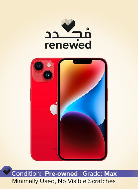 تم تجديده - هاتف iPhone 14 Plus بسعة 128 جيجابايت باللون الأحمر ومزود بتقنية 5G ومزود ببرنامج FaceTime