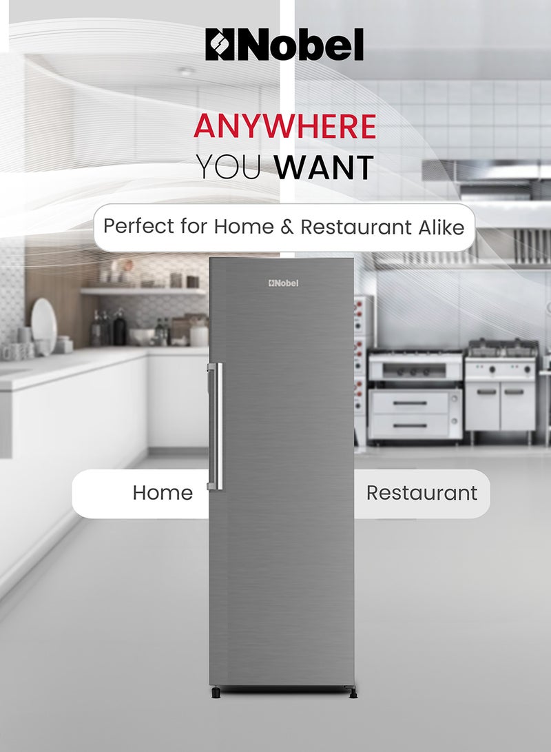 Nobel - 350L Gross / 235L Net Capacity Upright Freezer, 7 Drawers, Defrost System, Eco Compressor, Lock & Key, 12kg/24h Freezing Capacity, R600a Refrigerant, Durable Condenser 350 L 478.15 kW NUF350 Silver - Image 1
