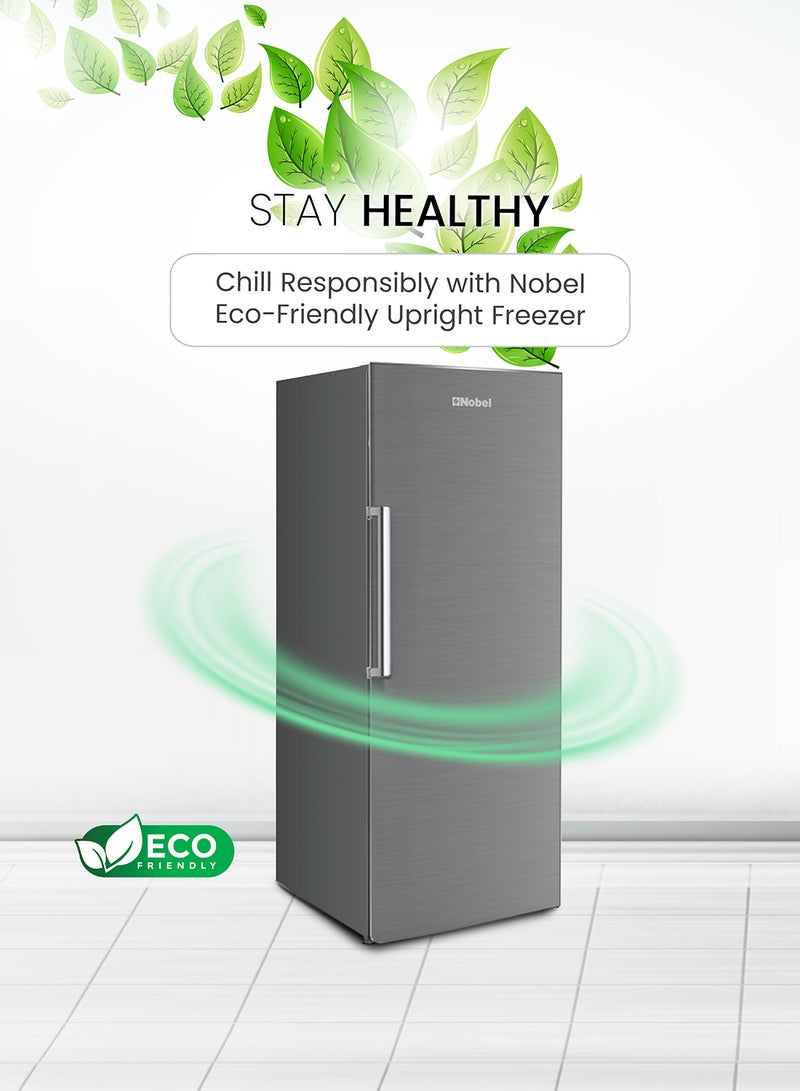 Nobel - 350L Gross / 235L Net Capacity Upright Freezer, 7 Drawers, Defrost System, Eco Compressor, Lock & Key, 12kg/24h Freezing Capacity, R600a Refrigerant, Durable Condenser 350 L 478.15 kW NUF350 Silver - Image 1