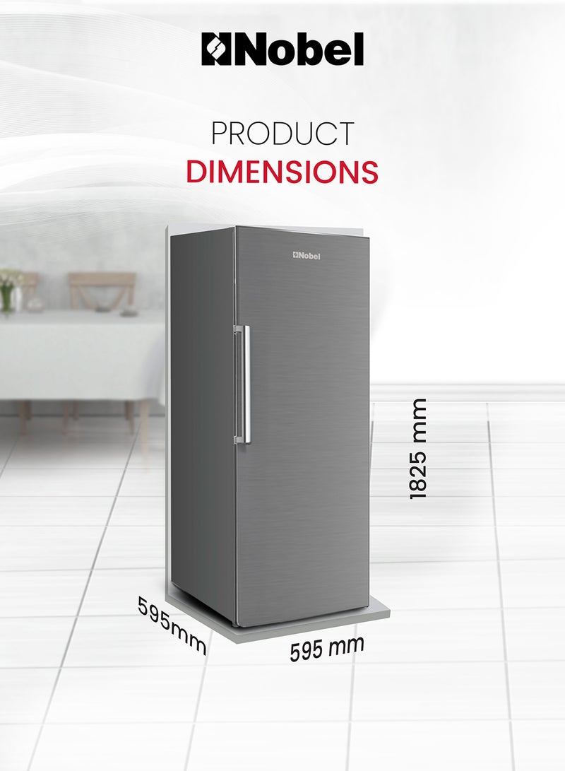 Nobel - 350L Gross / 235L Net Capacity Upright Freezer, 7 Drawers, Defrost System, Eco Compressor, Lock & Key, 12kg/24h Freezing Capacity, R600a Refrigerant, Durable Condenser 350 L 478.15 kW NUF350 Silver - Image 1