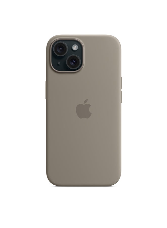 Apple - iPhone 15 Plus Silicone Case with MagSafe - Clay - Image 1