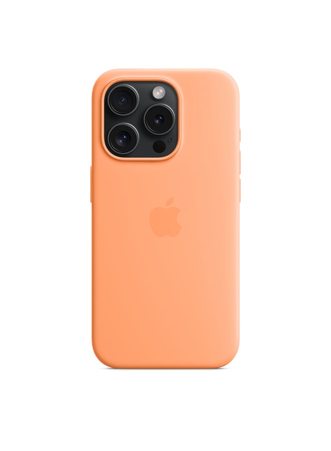 Apple - iPhone 15 Pro Silicone Case with MagSafe - Orange Sorbet - Image 1