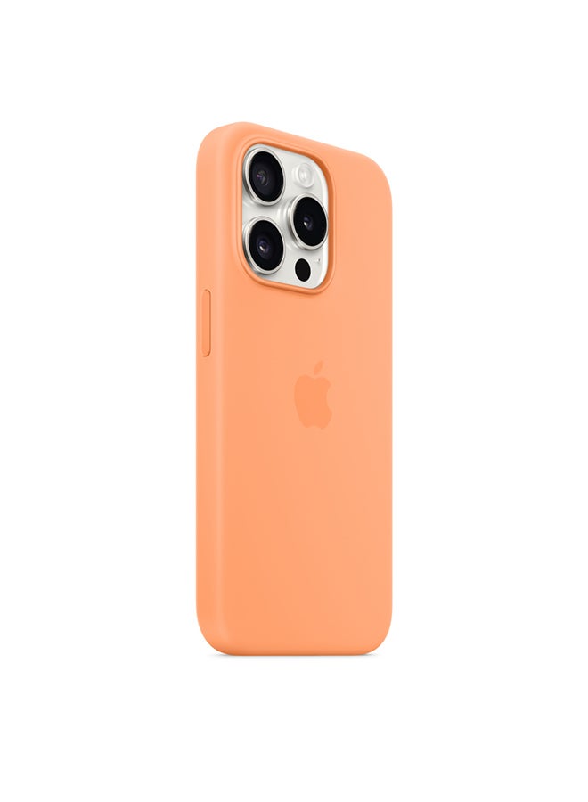 Apple - iPhone 15 Pro Silicone Case with MagSafe - Orange Sorbet - Image 1