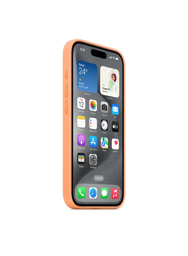 Apple - iPhone 15 Pro Silicone Case with MagSafe - Orange Sorbet - Image 1