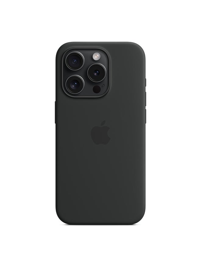 Apple - iPhone 15 Pro Silicone Case with MagSafe - Black - Image 1