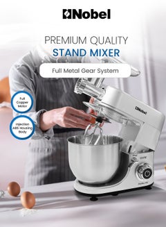 Nobel 3 in 1 Food Processor Multifunctional Stand Mixer with 7.0 L Stainless Steel Bowl & 1.5L Juicer Blender with 6 Speeds For A Variety Of Mixing Tasks 1500 W NBM100S Metallic Silver  - Image 2