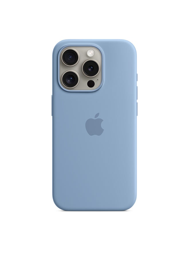 Apple - iPhone 15 Pro Silicone Case with MagSafe - Winter Blue - Image 1