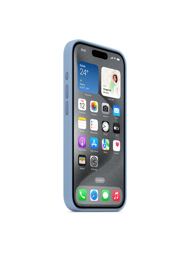 Apple - iPhone 15 Pro Silicone Case with MagSafe - Winter Blue - Image 1