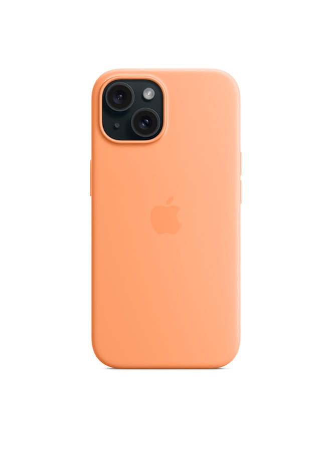 Apple - iPhone 15 Silicone Case with MagSafe - Orange Sorbet - Image 1
