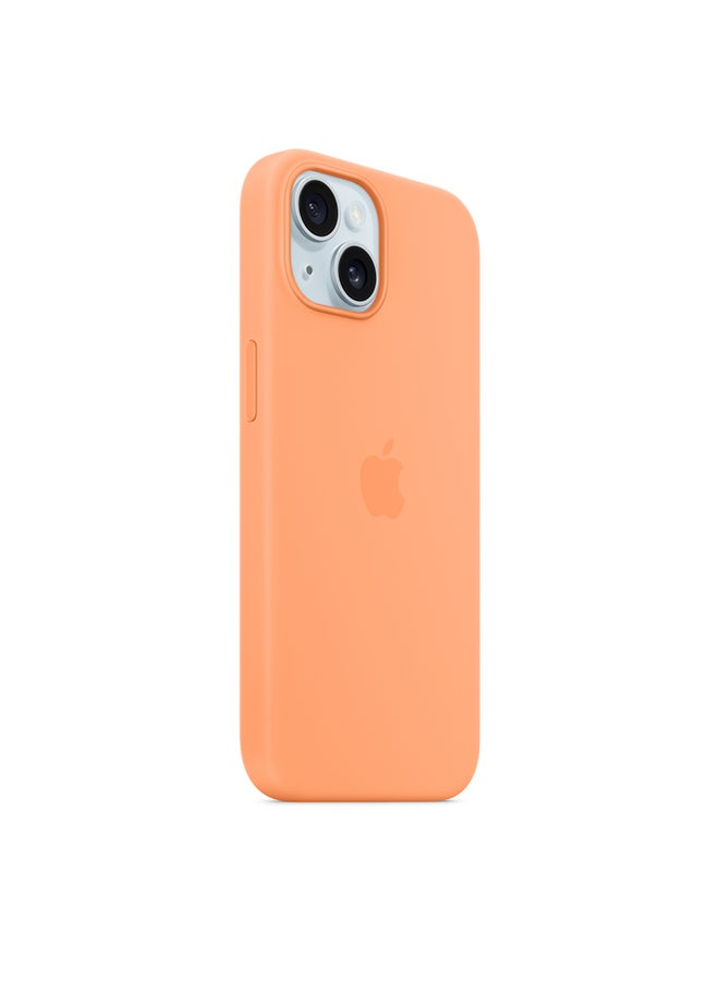 Apple - iPhone 15 Silicone Case with MagSafe - Orange Sorbet - Image 1