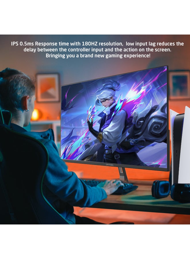 جايم أون - شاشة ألعاب GOPS24180IPS مقاس 24 بوصة FHD 180 هرتز ، 0.5 مللي، ثانية HDMI 2.0، مزودة بمزامنة تكيفية وG-Sync متوافقة مع إطار نحيف سريع IPS - Image 1