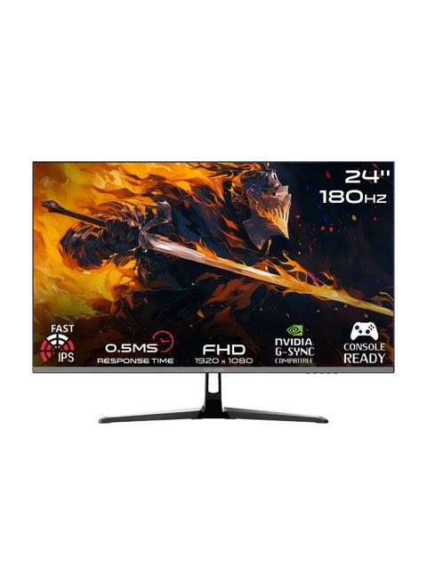 24 inches FHD, 180Hz, 0.5 ms, HDMI 2.0 Gaming Monitor, Adaptive Sync And G-Sync Compatible Fast IPS Slim Bezel GOPS24180IPS Black