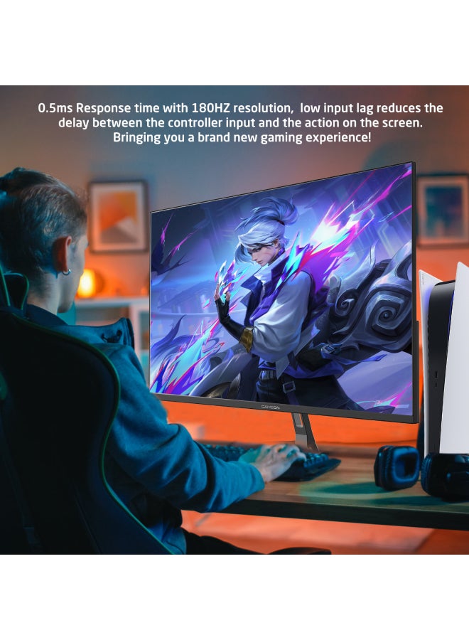 GameOn - GOPS27180VA 27 inches, FHD (1920x1080) 180Hz, 0.5 ms, HDR, HDMI 2.0 Gaming Monitor - Adaptive Sync And G-Sync Compatible Fast VA Sleek Design Black - Image 1