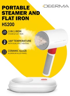 2 In 1 Portable Multi-Function Steam And Flat Iron Intelligent Preheating System 0.5b High Pressure Dual-Duct Heating 110 ml 1000 W HS200 White