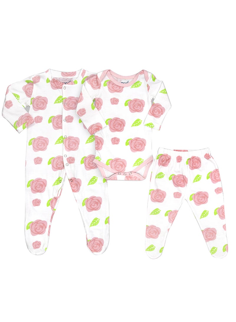 Moon Organic Baby 3 In 1 Gift Set Romper Body Suit Jogger For 0-3 Months  - Image 1