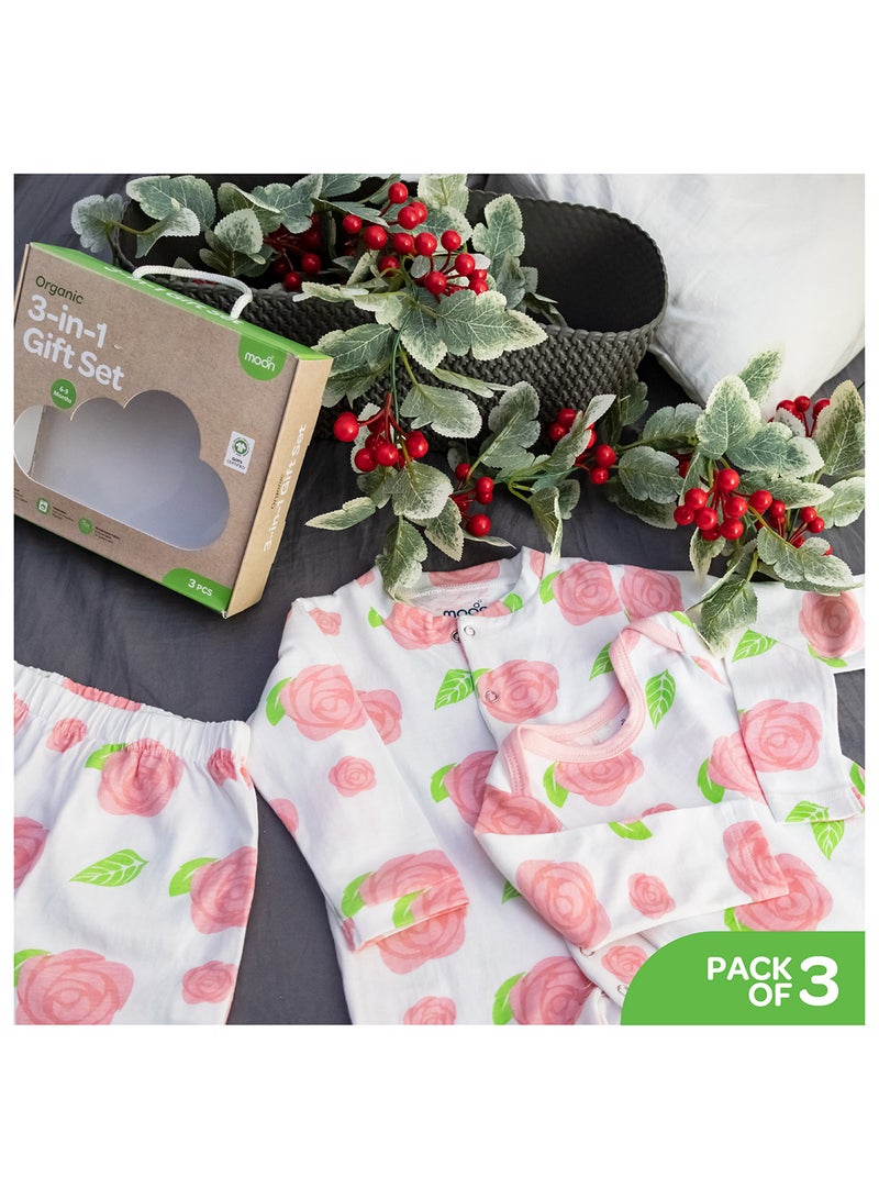 Moon Organic Baby 3 In 1 Gift Set Romper Body Suit Jogger For 0-3 Months  - Image 5