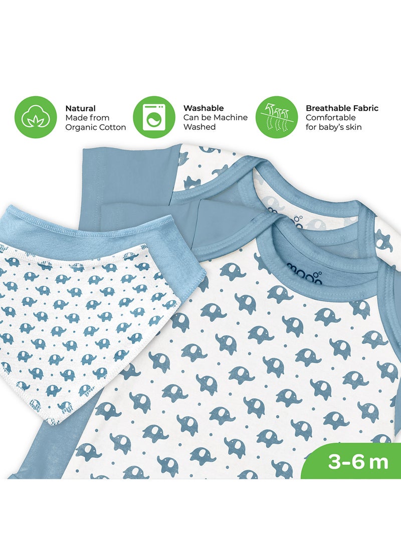 مون Organic Baby Gift Set Of 7 Rompers-Swaddle-Bibs-Hat-Mitten Set For 3-6 Months - Image 4