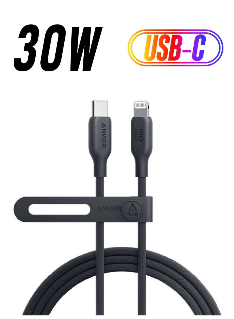 Anker - 542 USB-C to Lightning Bio-Based 6ft Cable A80B2H11 Black Black - Image 1