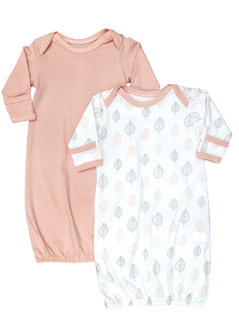 Moon Sleep Gowns Pack Of 2 Full Sleeves Foldover Cuffs With Elastic Bottom Hem - Image 1