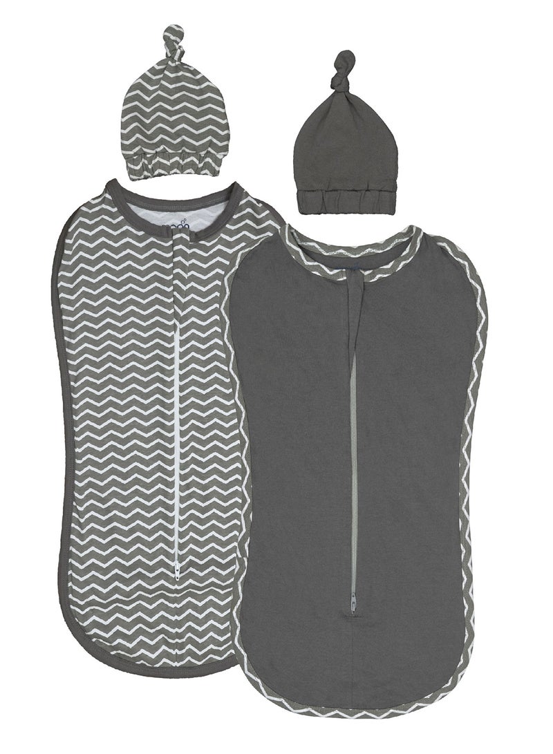 Moon Swaddle Pods With Beanie Pack Of 2 Front Two-Way Zippered - Image 1