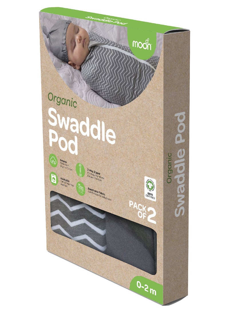 Moon Swaddle Pods With Beanie Pack Of 2 Front Two-Way Zippered - Image 2