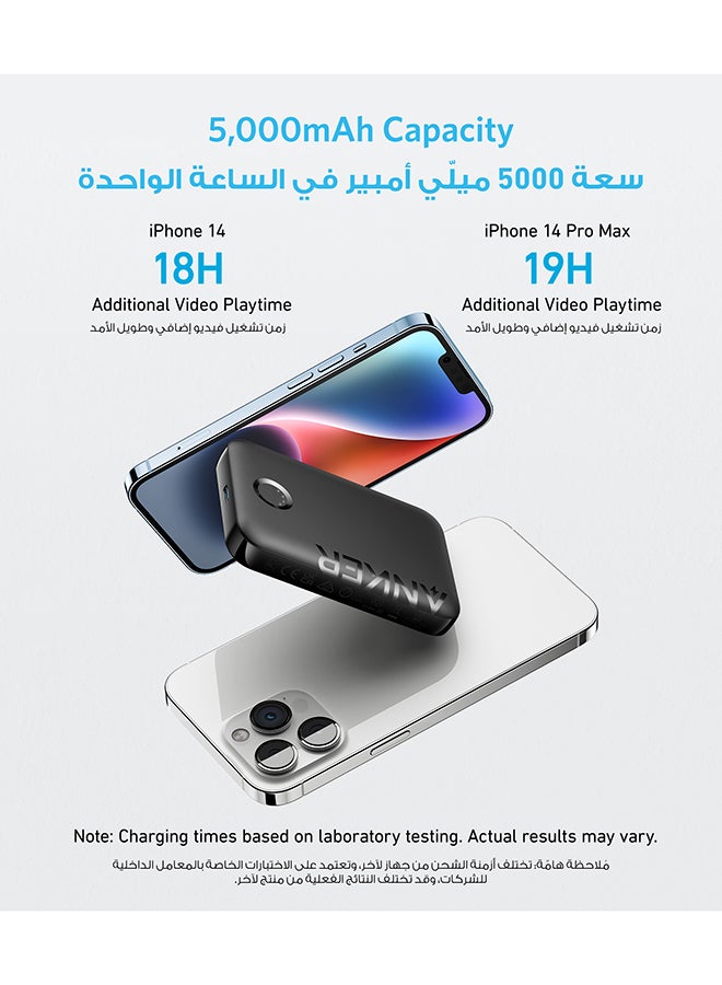 Anker Power Bank, 321 Magnetic Battery (PowerCore Magnetic 5K), 5,000mAh Magnetic Wireless Portable Charger, Compatible with iPhone 16/16 Pro / 16 Plus / 16 Pro Max, iPhone 15 and 14 Series Black  - Image 5